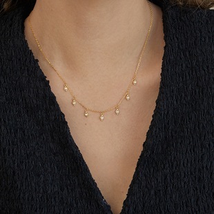 ROMANTIC星光熠熠S925纯银镀金项链菱形满天星吊坠锁骨链高级感