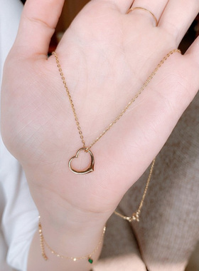 光面爱心桃心吊坠项链女简约百搭