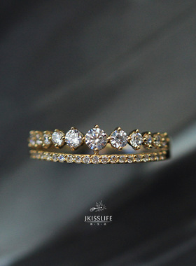 双层排钻925纯银戒指女轻奢精致