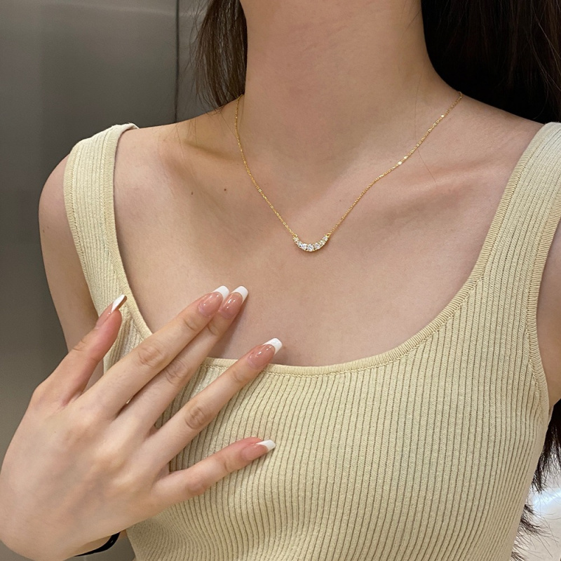 超闪小微笑项链锁骨链女小清新