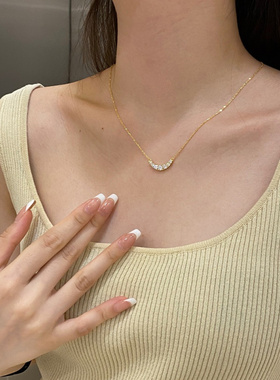 超闪小微笑项链锁骨链女小清新