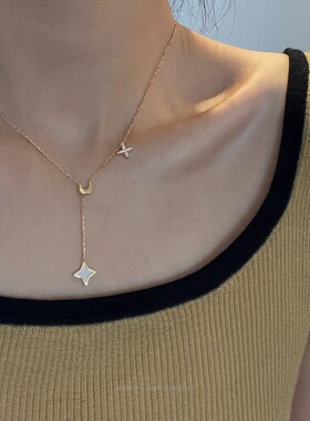 白贝吊坠流苏项链女精致锁骨链