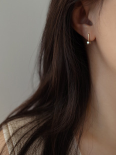 ROMANTIC在发光 S925银镀14K金小耳钩干净简洁轻奢精致纯银耳环女