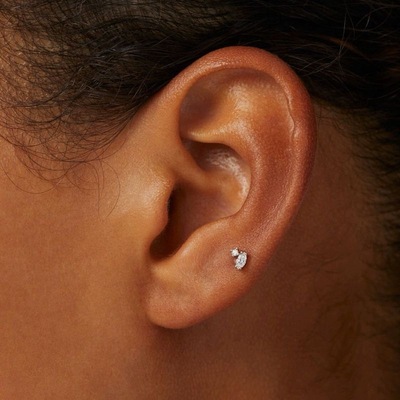 925纯银镀K金闪钻迷你耳钉耳骨钉