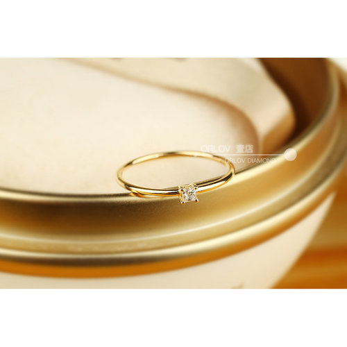 韩版镶嵌公主方钻锆石极细戒指尾