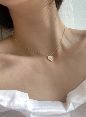 ROMANTIC925纯银爱心锆石项链女精致网红气质简约百搭锁骨项链