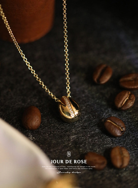 镂空咖啡豆复古设计感锁骨项链