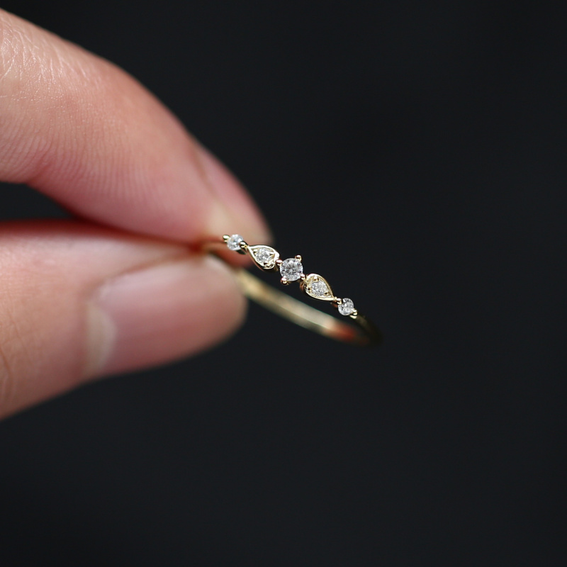 纯银锆钻精细简约日系风尾戒