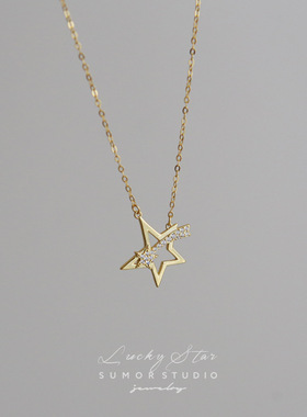 S925纯银星星项链女精致锁骨链