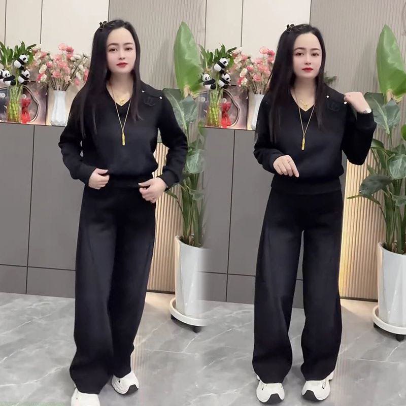 胖mm大码女装2026渐变色高级运动服套装女春秋欧货休闲卫衣两件套