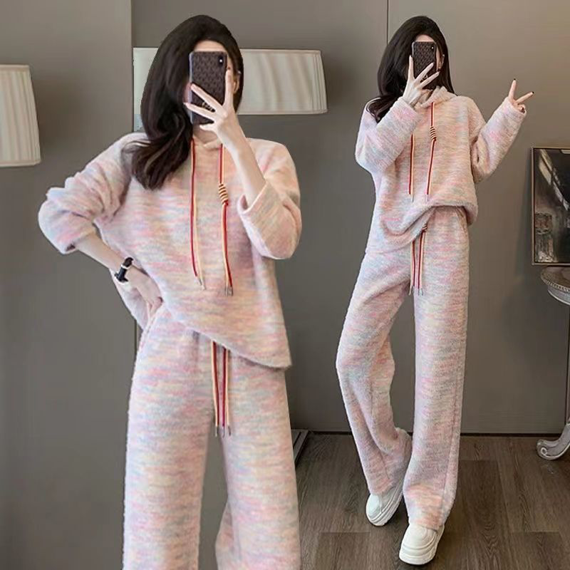 胖mm欧洲站2026新款运动休闲套装女春秋季慵懒风卫衣阔腿裤两件套