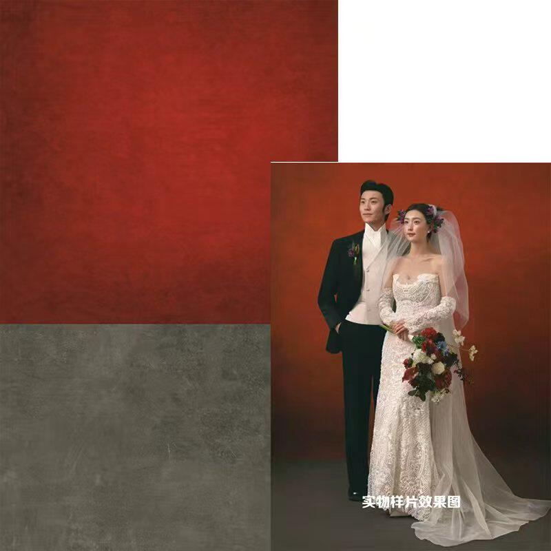 红色肌理新中式婚纱写真背景布