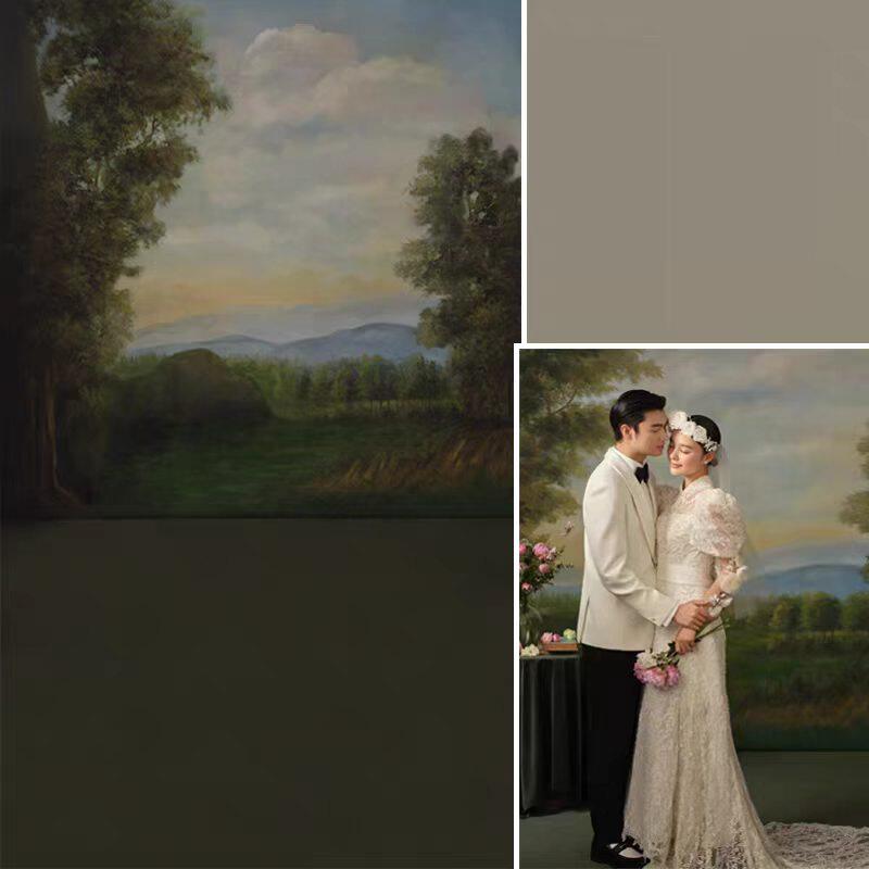 影楼婚纱摄影背景布仿手绘油画风高级感拍摄拍照写真全家福背景布