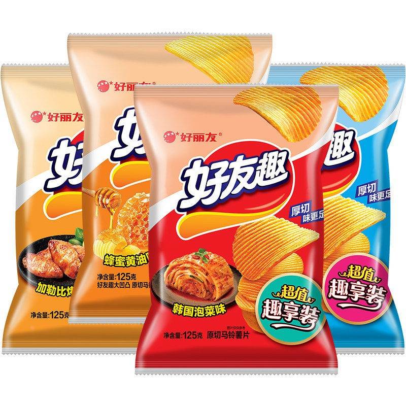 好丽友好友趣薯片125g超大包韩国泡菜味蜂蜜味膨化休闲小吃零食品