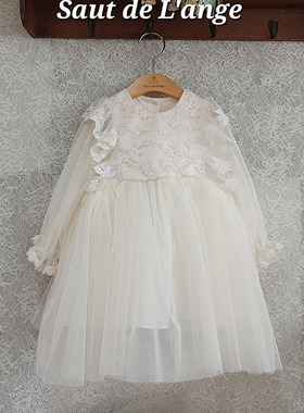 2024秋季韩国正品童装Saut de女孩白雪公主蓬蓬纱甜美生日连衣裙
