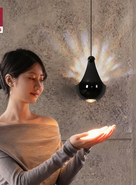 出彩意式极简卧室床头吊灯黑色可升降吊线灯高级感孔雀手扫小吊灯