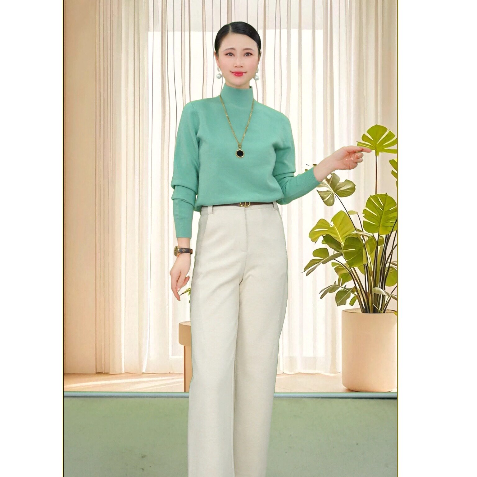 2025冬季新品一线成衣中高领纯色套头毛衣