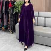 新款 高档纯色丝绒连衣裙时尚 大码 2026春季 女装 优雅气质减龄打底裙