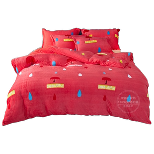 冬季加绒法兰绒加厚单件被套双面绒牛奶绒珊瑚绒被罩150x200x230