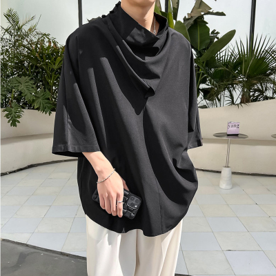 山本风堆堆高领短袖男设计感小众