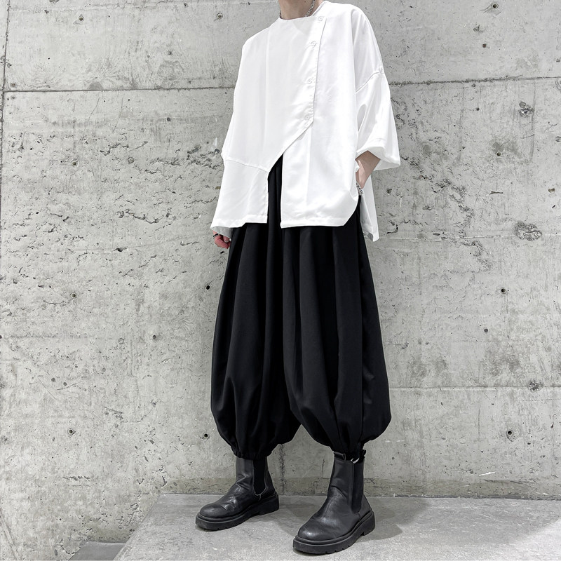 黑武士九分灯笼裤子男大码小众原创阔腿哈伦裤暗黑系束脚阔腿裤,男装,时尚防晒服,淘宝优惠券,粉丝福利购,淘宝优惠卷