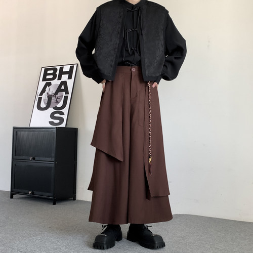 不规则国风流苏阔腿裙裤宽松西裤