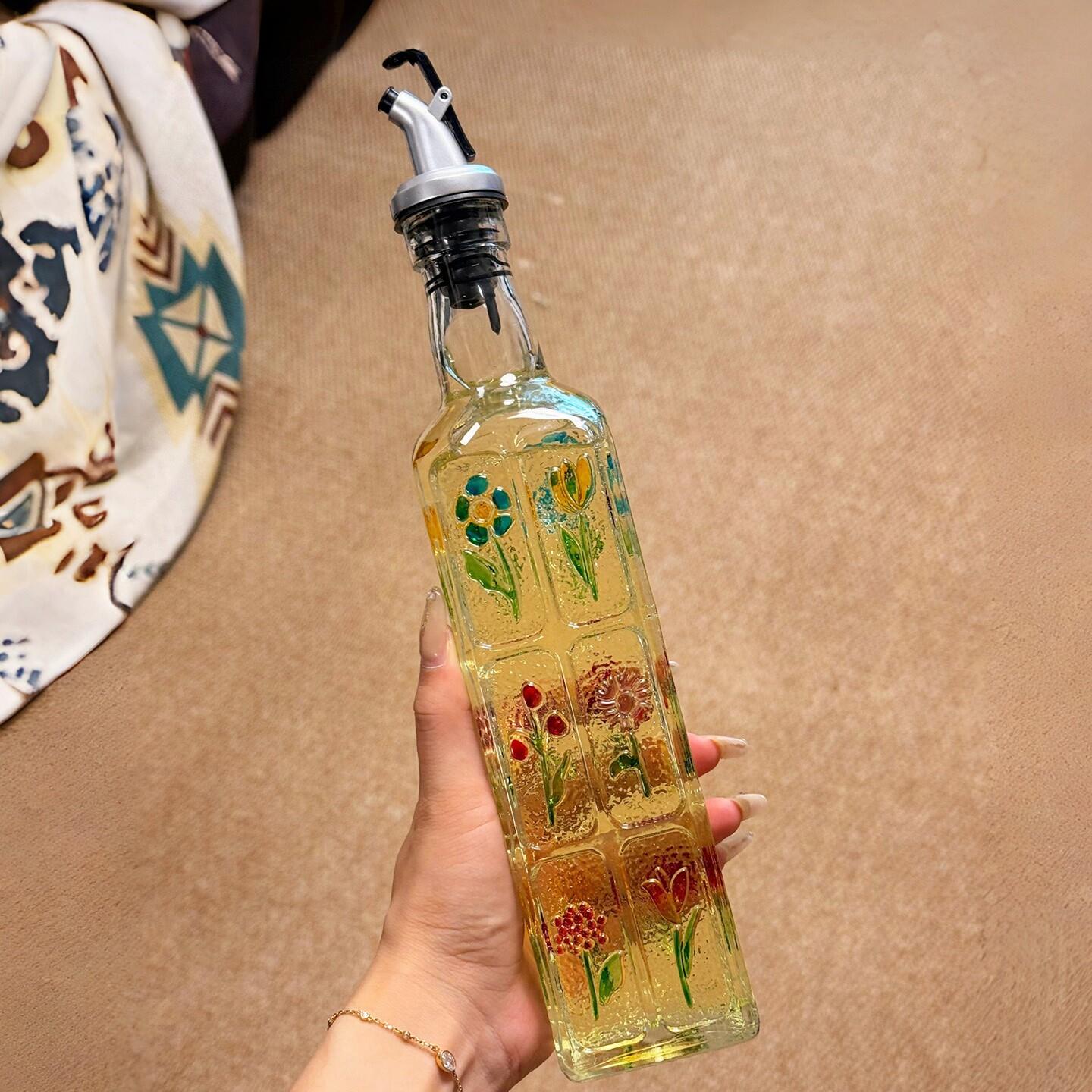 玻璃浮雕防滴油按压调味瓶