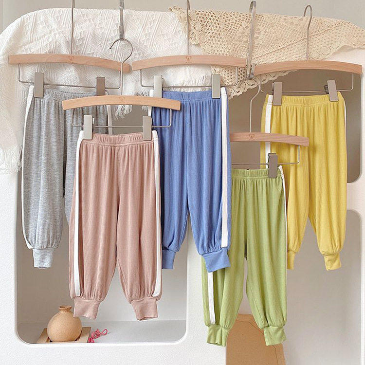 男童宝宝夏季新款防蚊裤洋气束脚长裤透气舒适冰丝运动裤子