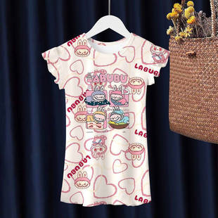 儿童睡裙女童夏季莫代尔长袖短袖纯棉透气家居服宝宝百搭