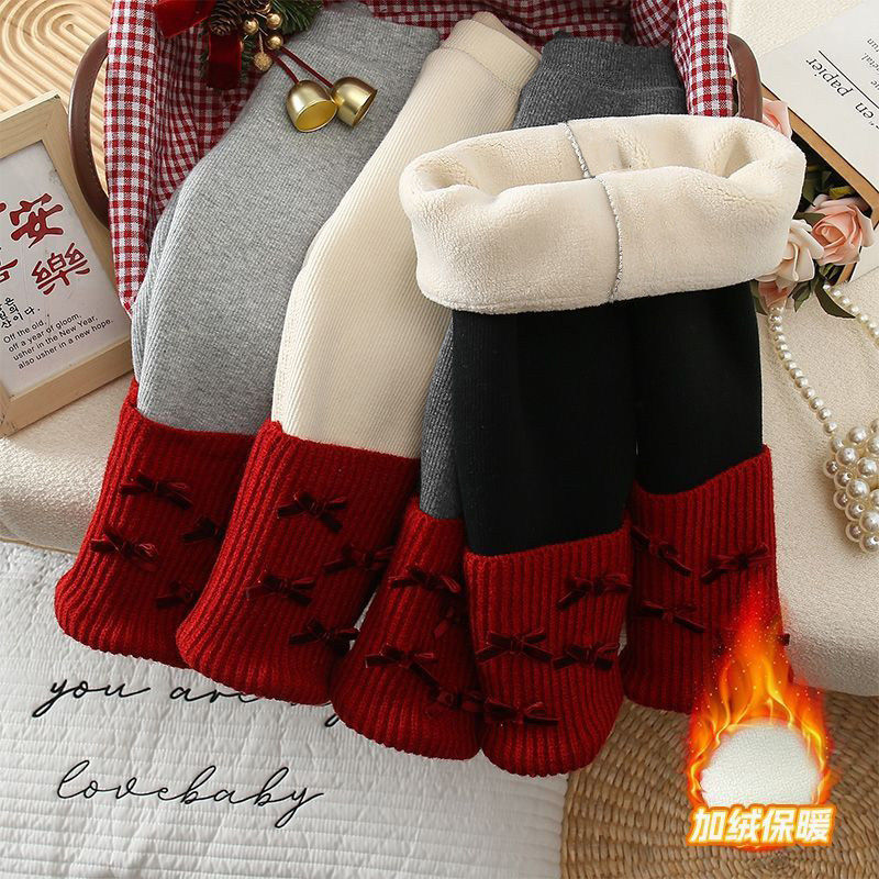 女童堆堆袜打底裤2025秋冬新款宝宝韩系百搭加绒加厚裤子儿童外穿