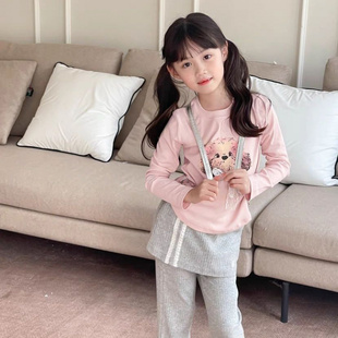 女童韩系秋装套装长袖t恤2025新款儿童女孩秋天上衣网红洋气潮款T