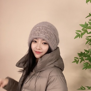 2026冬季新款双层加厚抽绳堆堆帽针织帽女帽女款韩版时尚洋气帽子