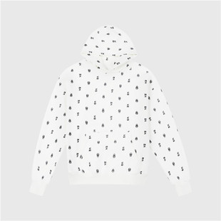 Logo厚实棉绒100%纯棉运动卫衣白色 满版 AMCR男生时尚 休闲百搭同款