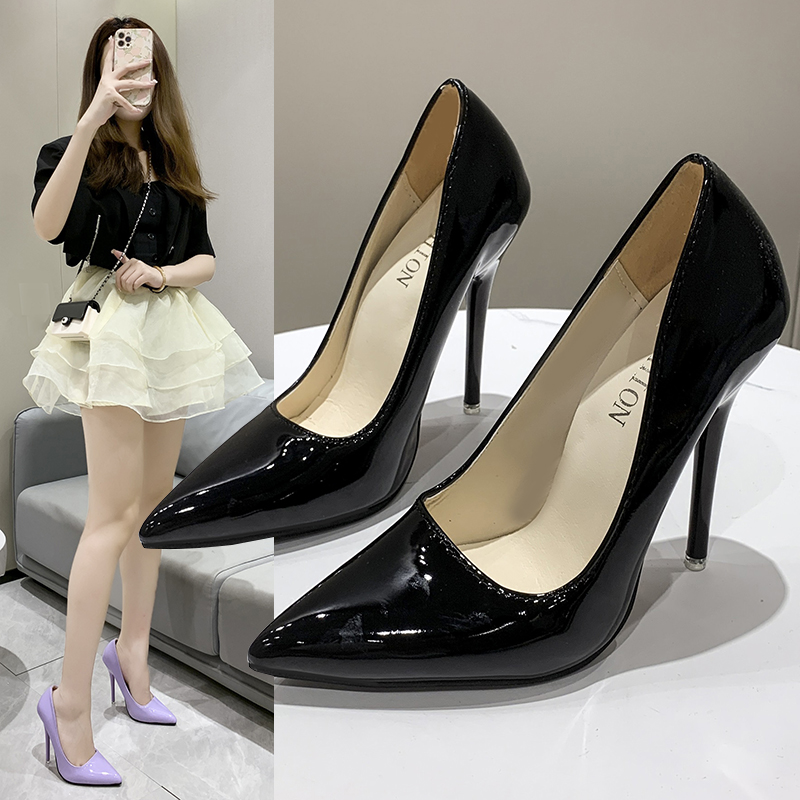 大码女鞋45高跟鞋12cm细跟男士44