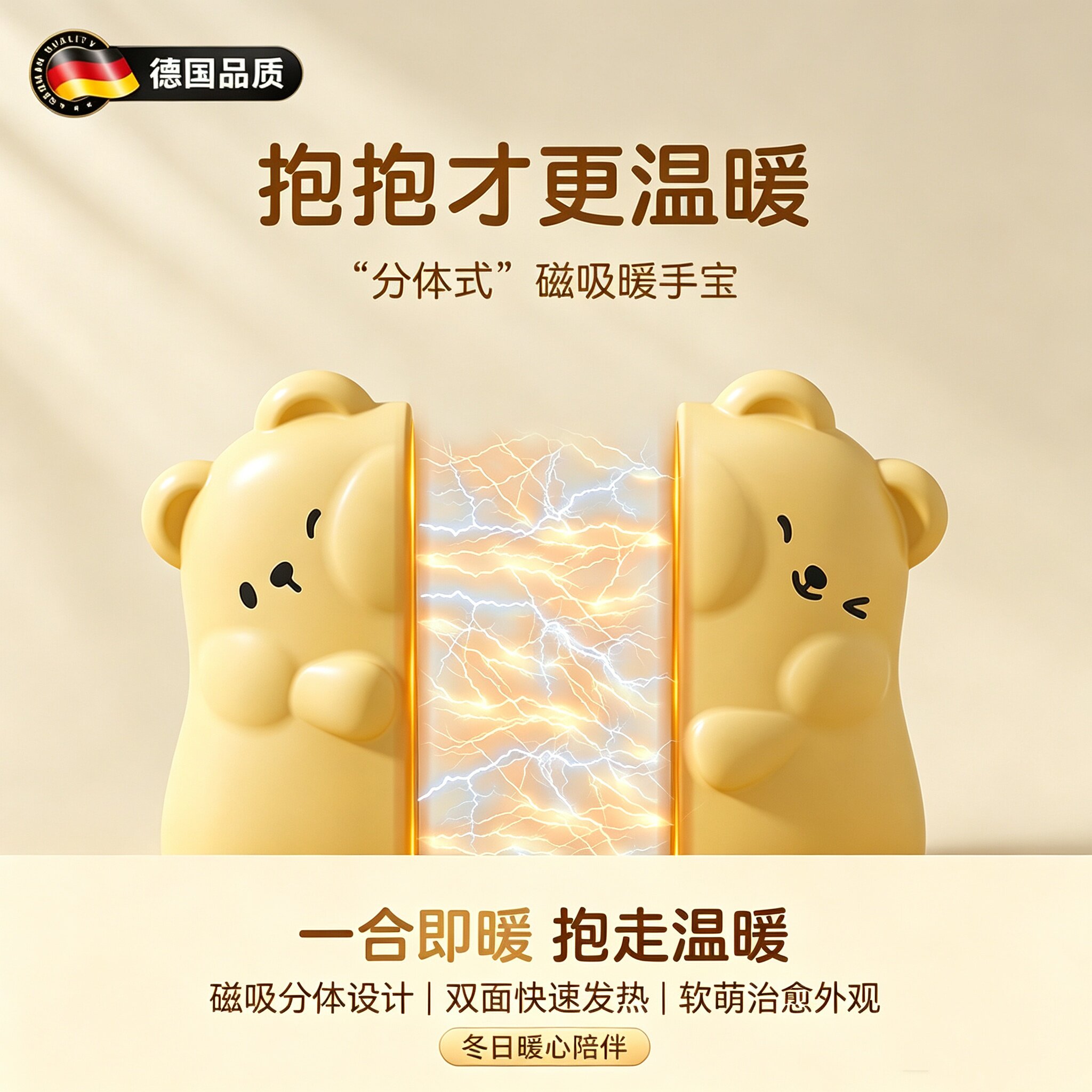 德系磁吸分体式迷你简约暖手宝