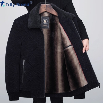 爸爸冬装外套加绒加厚袄中年男士