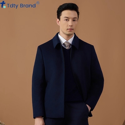 翻领保暖羊绒夹克男外套短款加厚