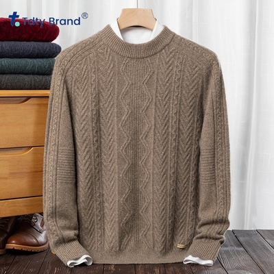 100纯牦牛绒衫男士圆领加厚保暖
