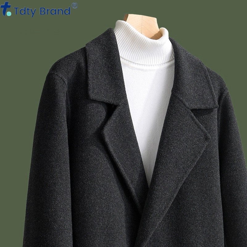 纯羊毛双面呢大衣男士中长款过膝双面绵羊绒外套西装领毛呢子风衣,男装,毛呢大衣,淘宝优惠券,粉丝福利购,淘宝优惠卷