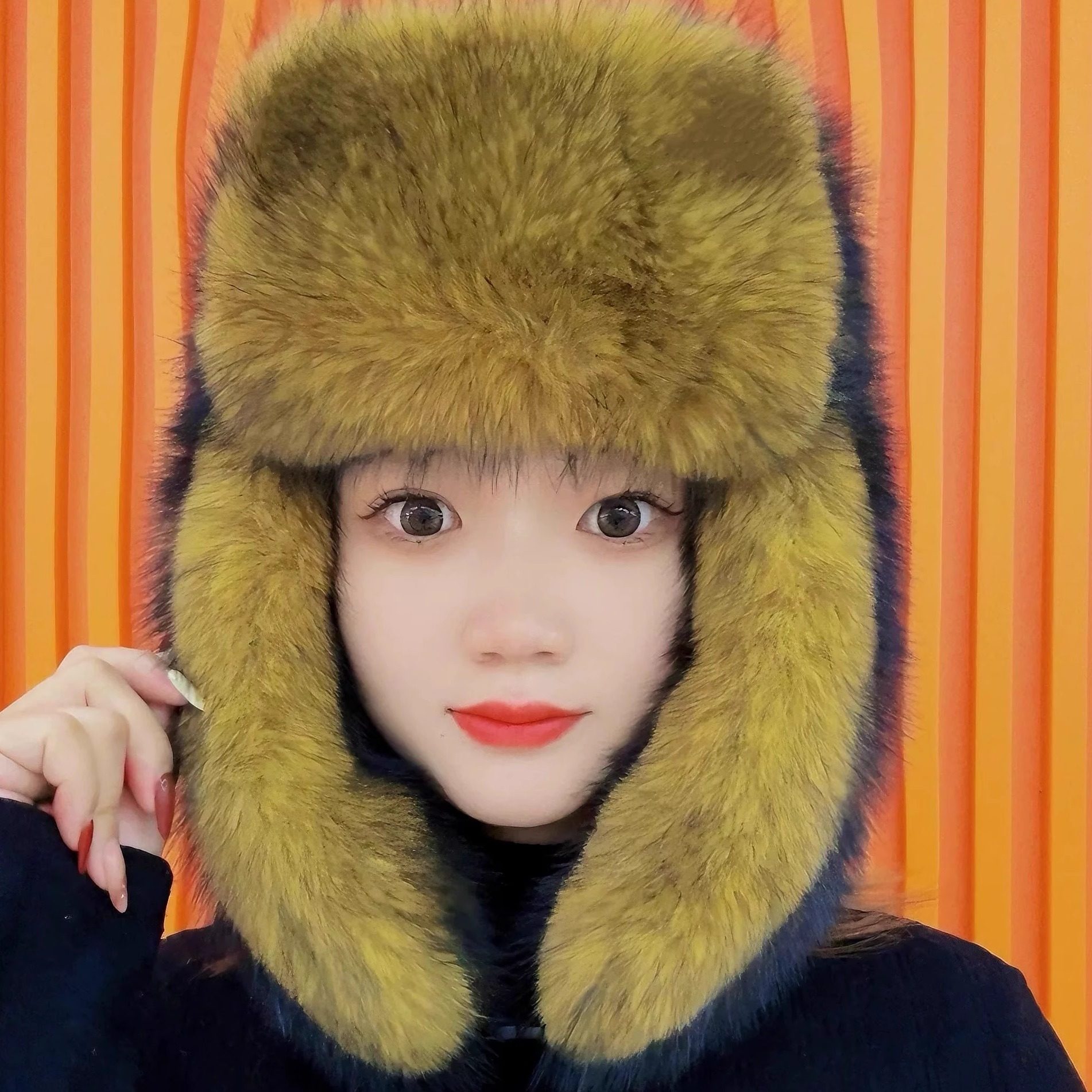 毛毛雷锋帽冬季加厚保暖时尚风仿狐狸毛防寒风雪护耳帽子男女通用