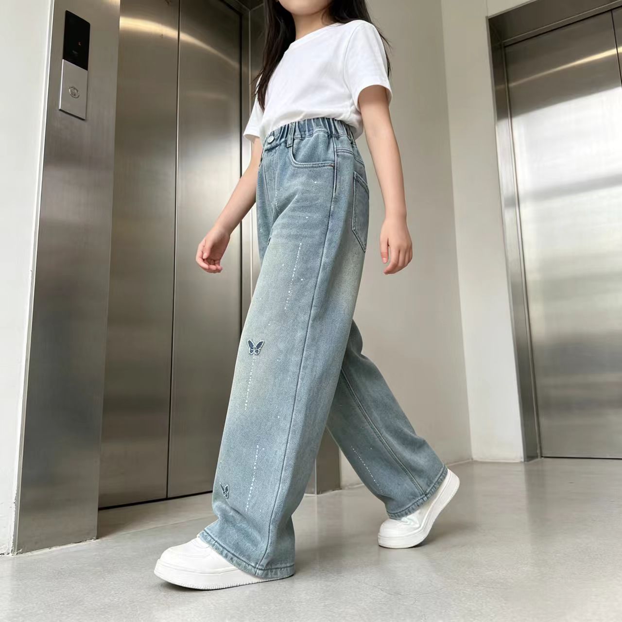 女童宽松牛仔裤子春秋装2026新款