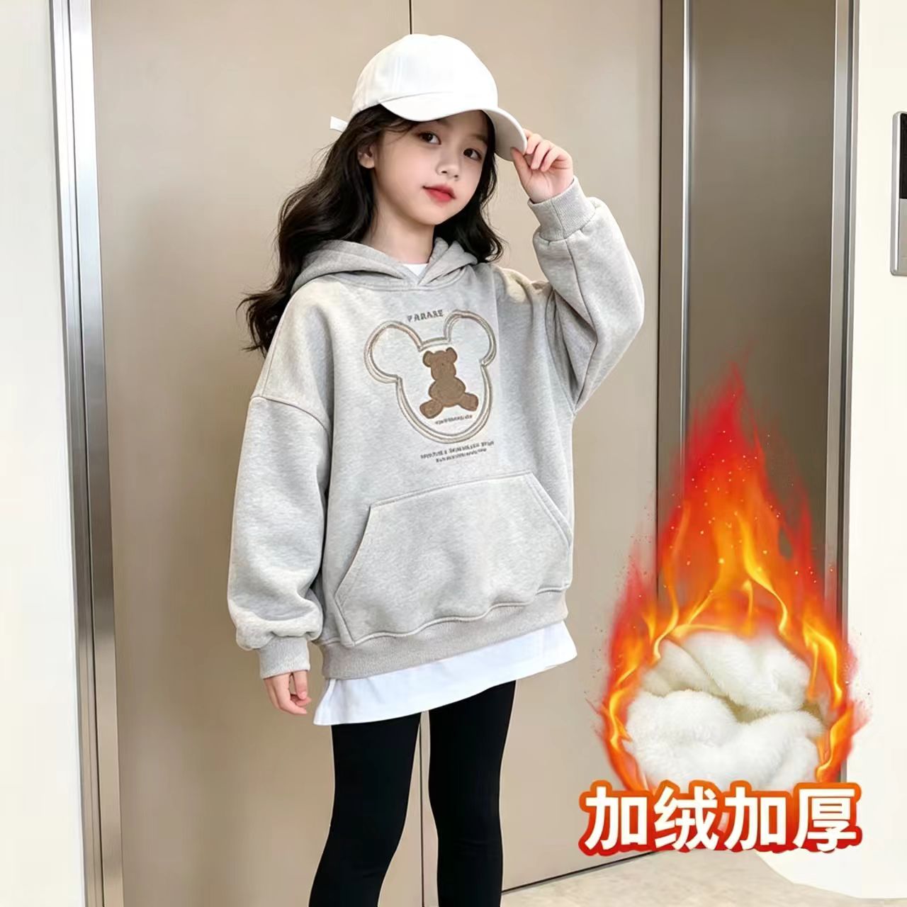 女童加绒卫衣春秋款2026新款