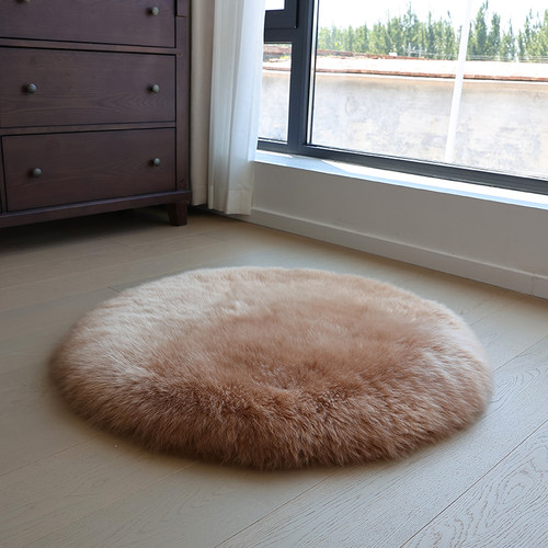 桓羊澳洲纯羊毛圆形地毯衣帽间地垫床边卧室床尾沙发垫飘窗榻榻米