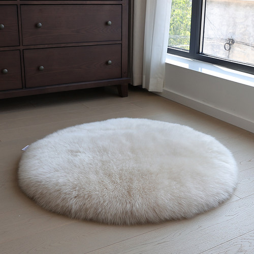 桓羊圆形地毯客厅卧室椅垫沙发垫衣帽间地垫纯羊毛长毛坐垫椅垫