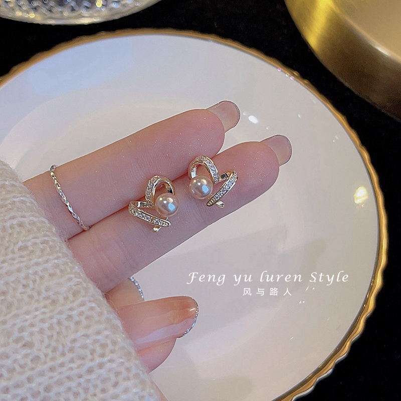 风与路人名媛风香槟仿珍珠耳钉