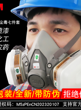 3M防毒面具6200喷漆装修甲醛防粉尘工业防尘化工气体打药呼吸面罩