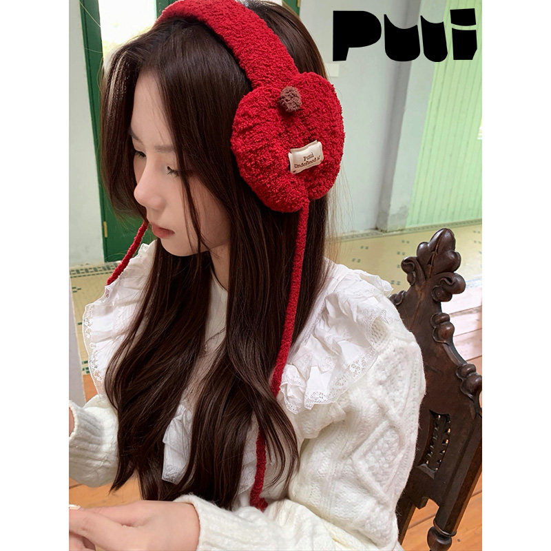 puui原创生活圣诞毛绒耳罩针织绑带耳套保暖护耳冬季耳包新年礼物