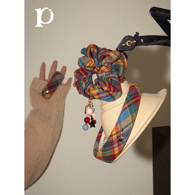 【明星同款】puui原创新年头饰秋冬格纹发夹圣诞发圈发箍ins发饰,饰品/流行首饰/时尚饰品新,发饰,淘宝优惠券,粉丝福利购,淘宝优惠卷