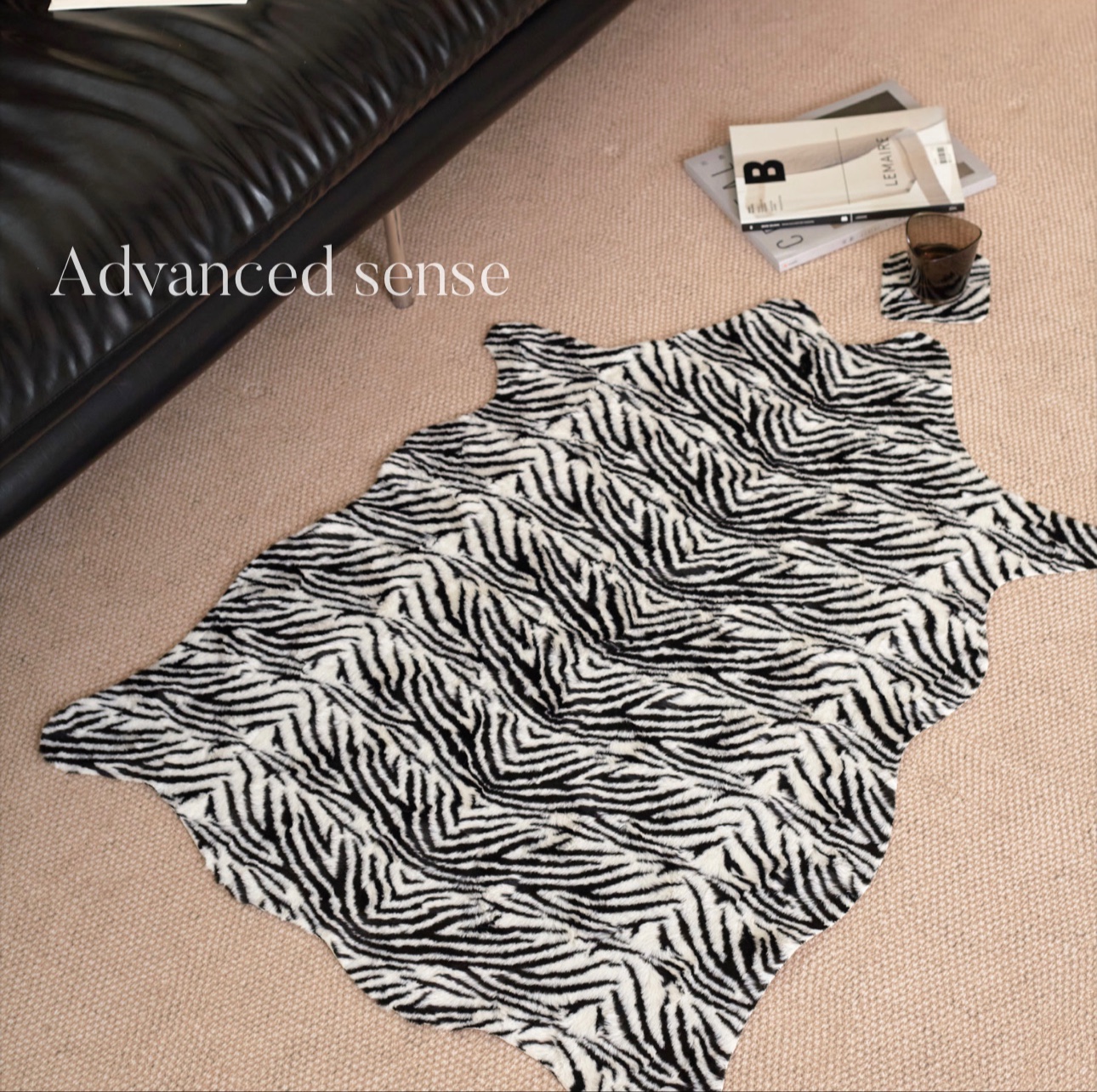斑马条纹毛绒沙发客厅地垫茶几垫