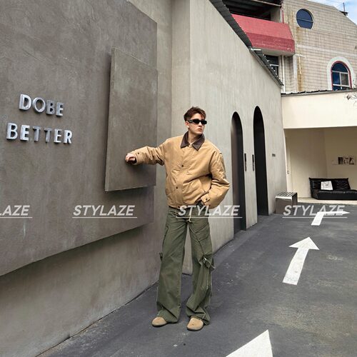 STYLAZE美式A字拼接口袋工装裤男